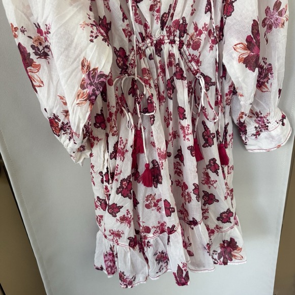 Free People Womens Large Ivory Combo Floral Long Sleeve‎ Camellia Mini Dress - Picture 5 of 11